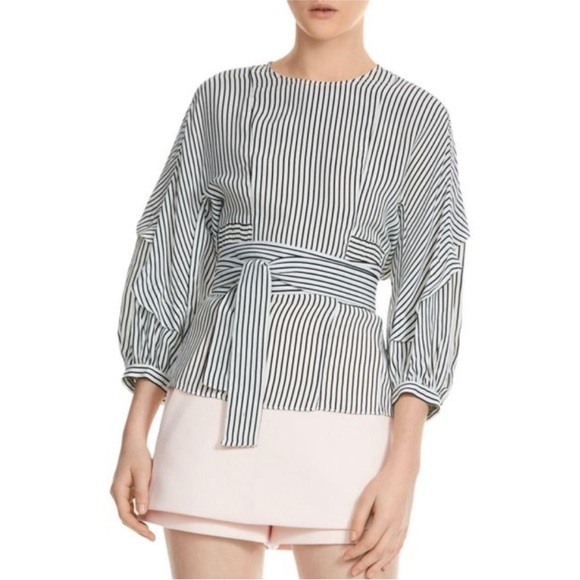 NWOT Maje Loxy Striped Smocked Top With Tie Sz 1 (S)